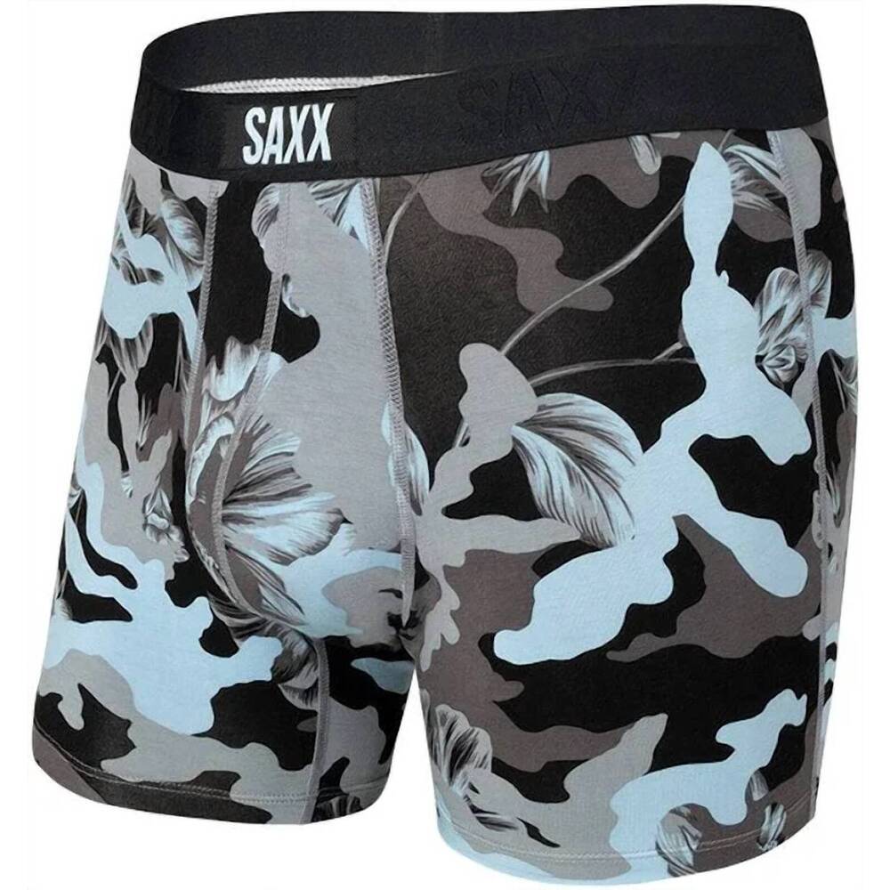NEW SAXX men's vibe super soft boxer brief in blue camo flora